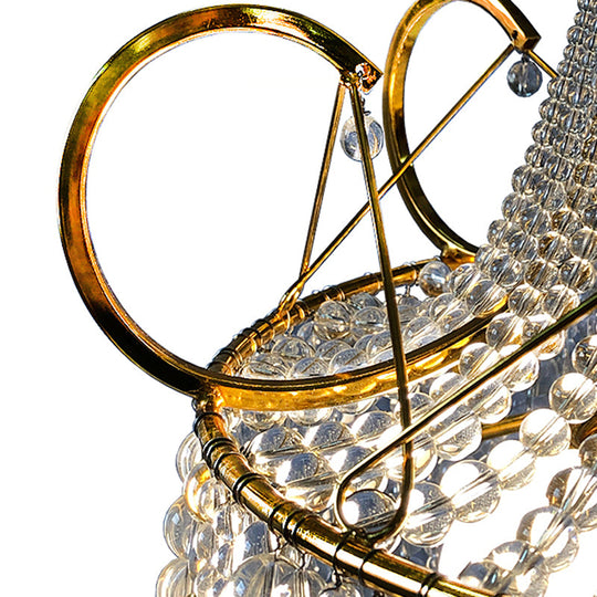 Tassel Crystal Floor Lamp: Postmodern Gold Standing Light With Scroll Decor (2 Bulbs)