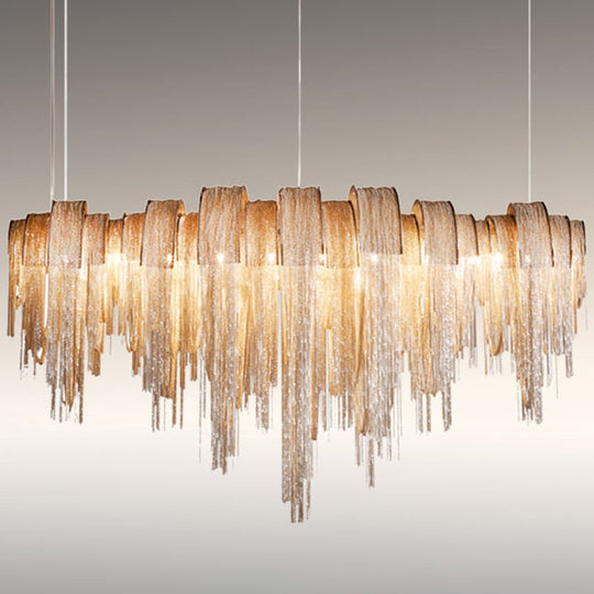 Postmodern Aluminum Tassel Pendant Lighting With 10 Bulbs - Island Ceiling Light