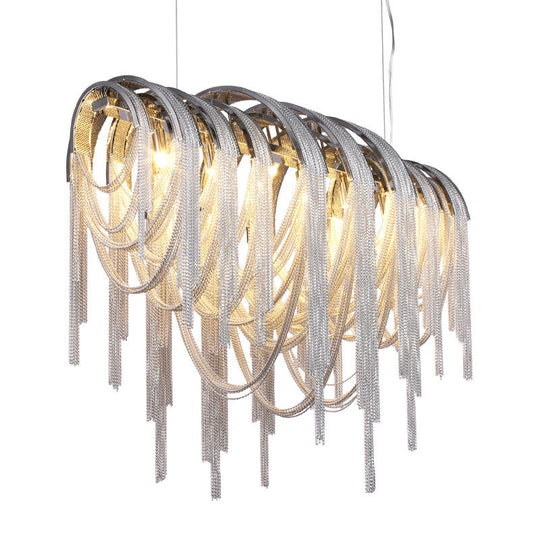 Postmodern Aluminum Tassel Pendant Lighting With 10 Bulbs - Island Ceiling Light