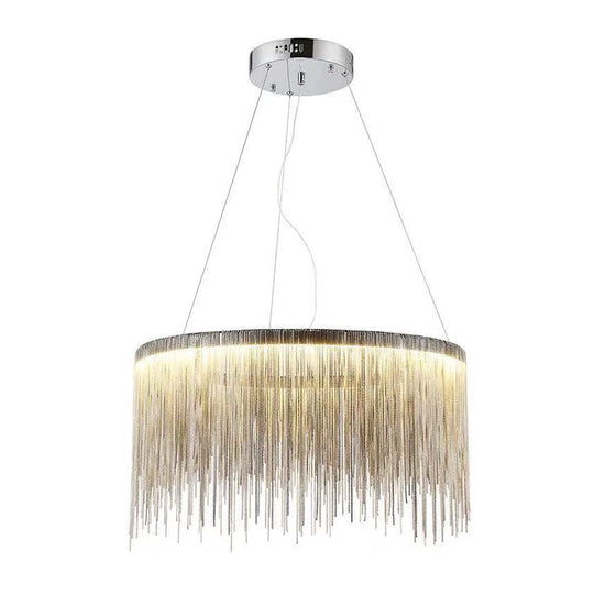 Postmodern Led Chain Ceiling Light Fixture - Elegant Aluminum Chandelier For Living Room