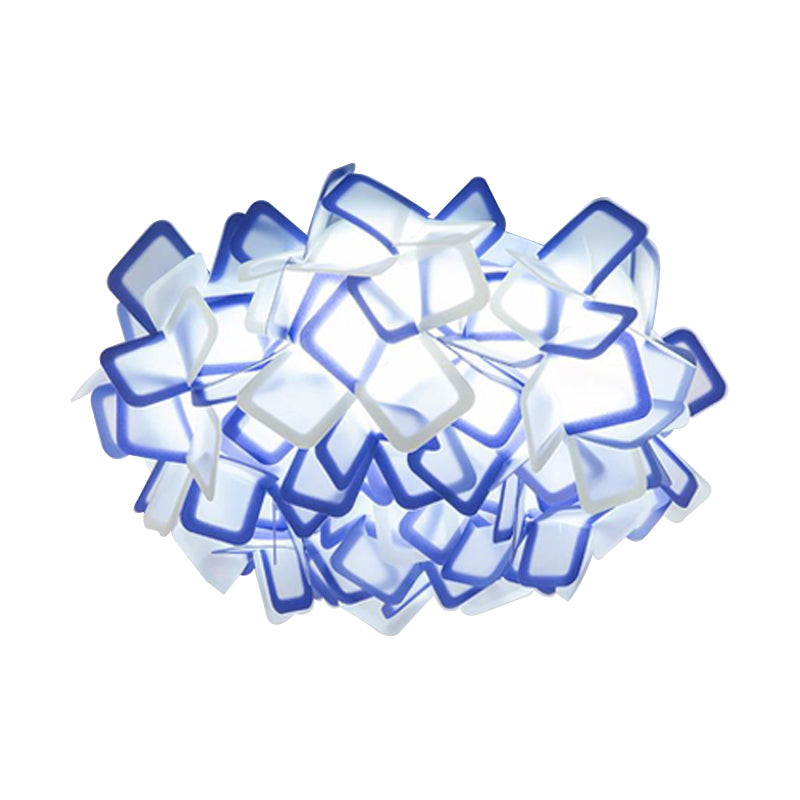 Contemporary Led Blossoming Flower Acrylic Flush Mount Ceiling Light Fixture In White/Black/Blue