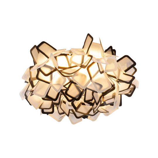 Contemporary Led Blossoming Flower Acrylic Flush Mount Ceiling Light Fixture In White/Black/Blue