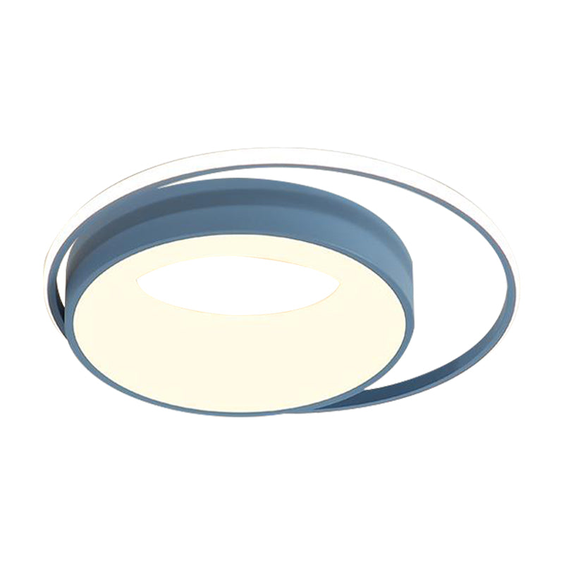 Modern Led Flush Mount Lighting In White/Pink/Blue - Round Acrylic Ceiling Lamp Fixture