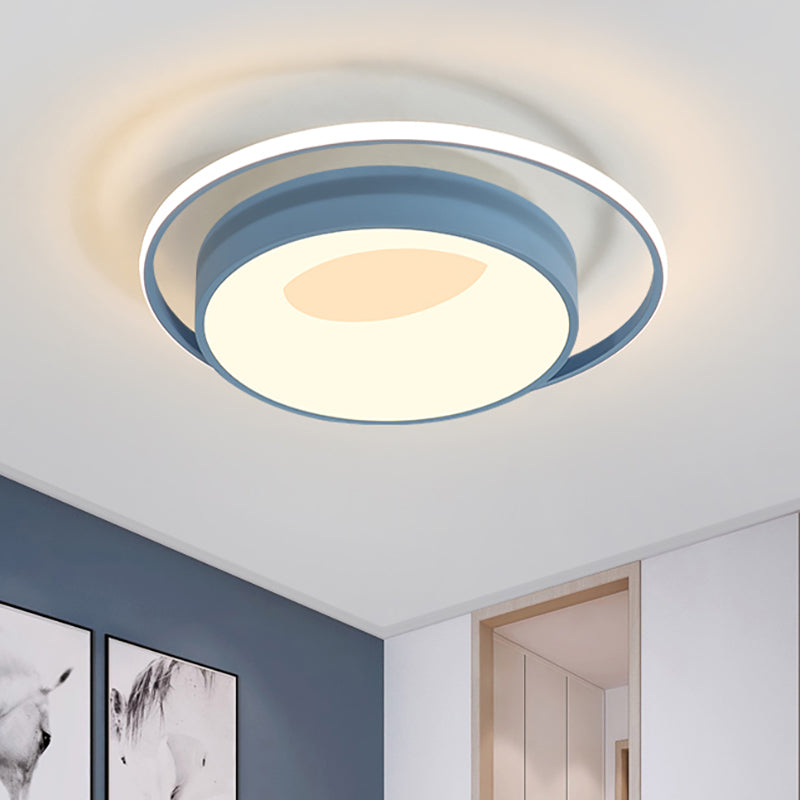 Modern Led Flush Mount Lighting In White/Pink/Blue - Round Acrylic Ceiling Lamp Fixture
