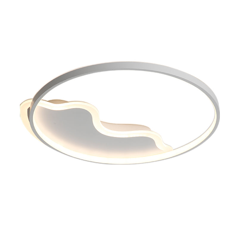 Contemporary Ring Flush Mount Led Lamp For Bedroom 18/21.5 - White/Pink/Blue With Warm/White Light