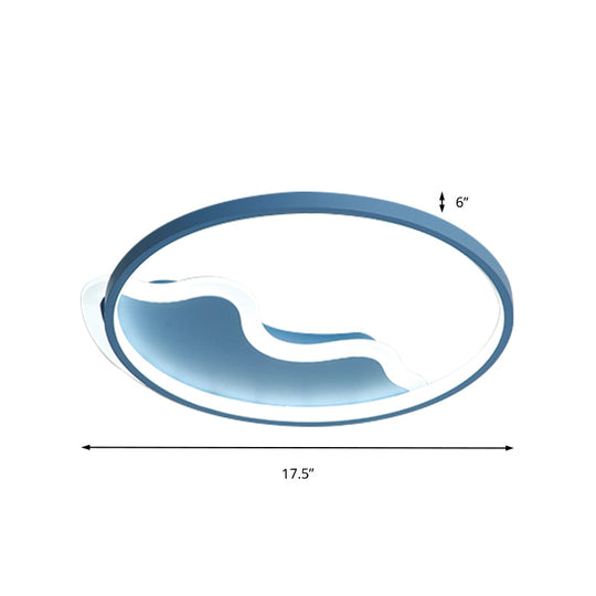 Contemporary Ring Flush Mount Led Lamp For Bedroom 18/21.5 - White/Pink/Blue With Warm/White Light