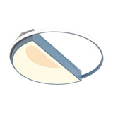 Contemporary Round Acrylic Flush Mount Lamp Led 18’/21.5’ Wide White/Pink/Blue For Bedroom In