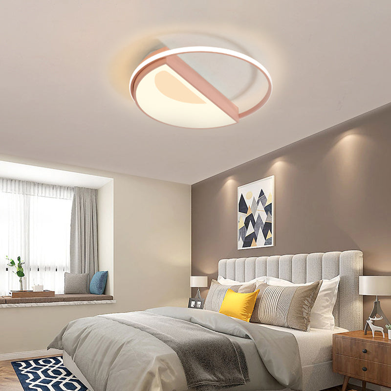 Contemporary Round Acrylic Flush Mount Lamp Led 18/21.5 Wide White/Pink/Blue For Bedroom In