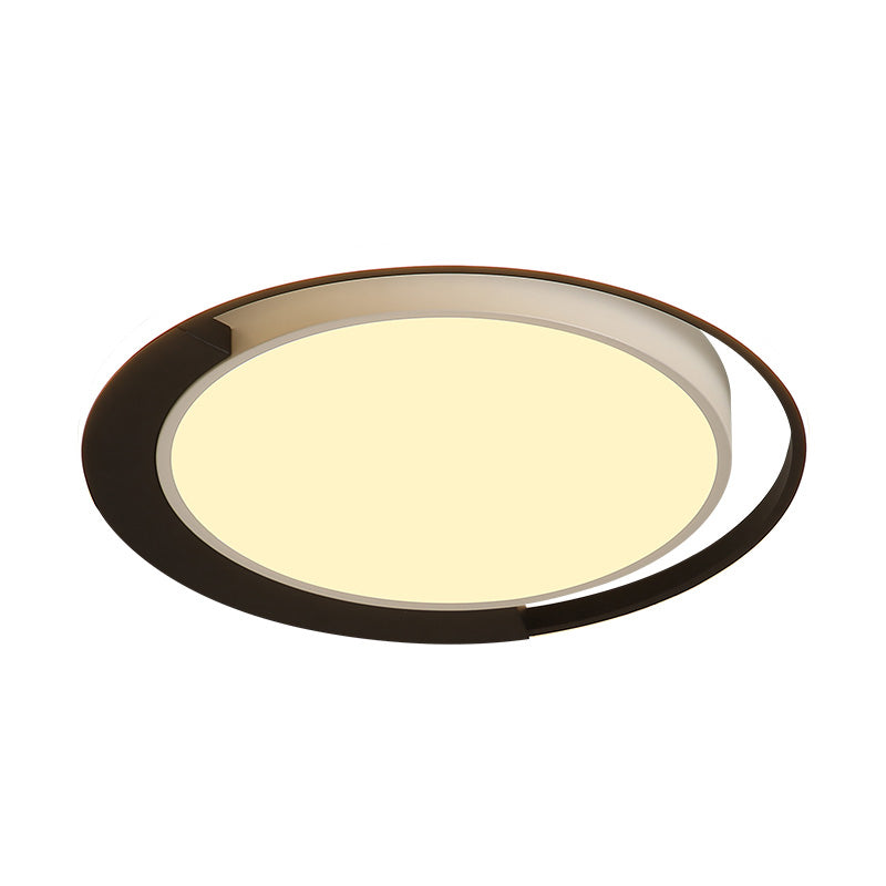 Modern Led Black And White Round Flush Ceiling Lamp With Recessed Diffuser 16/19.5 Wide In