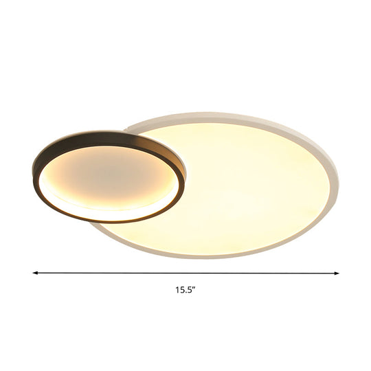 Modern Acrylic Led Flush Mount Light Fixture Round Black And White Design 16/19.5 Wide