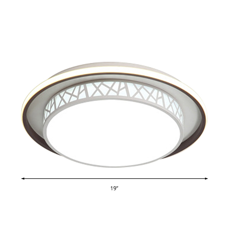 Modernist Led Flush Mount Lamp With White Acrylic Shade - Bedroom Lighting