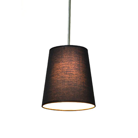 Modern Fabric Cylinder Pendant Light - Black/White/Flaxen 8’/11’ Wide