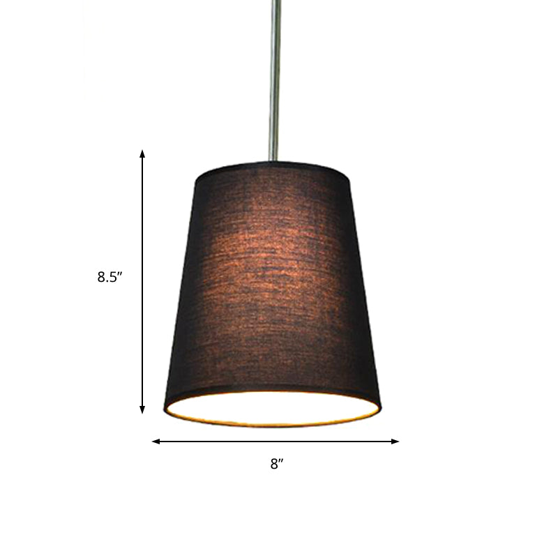 Modern Fabric Cylinder Pendant Light - Black/White/Flaxen 8’/11’ Wide