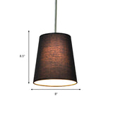 Modern Fabric Cylinder Pendant Light - Black/White/Flaxen 8/11 Wide