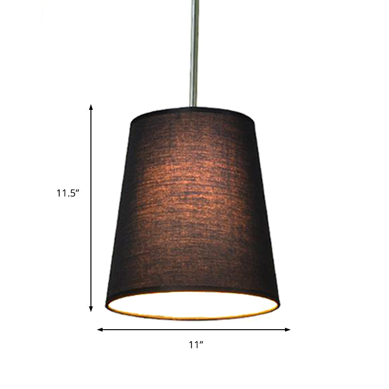 Modern Fabric Cylinder Pendant Light - Black/White/Flaxen 8’/11’ Wide
