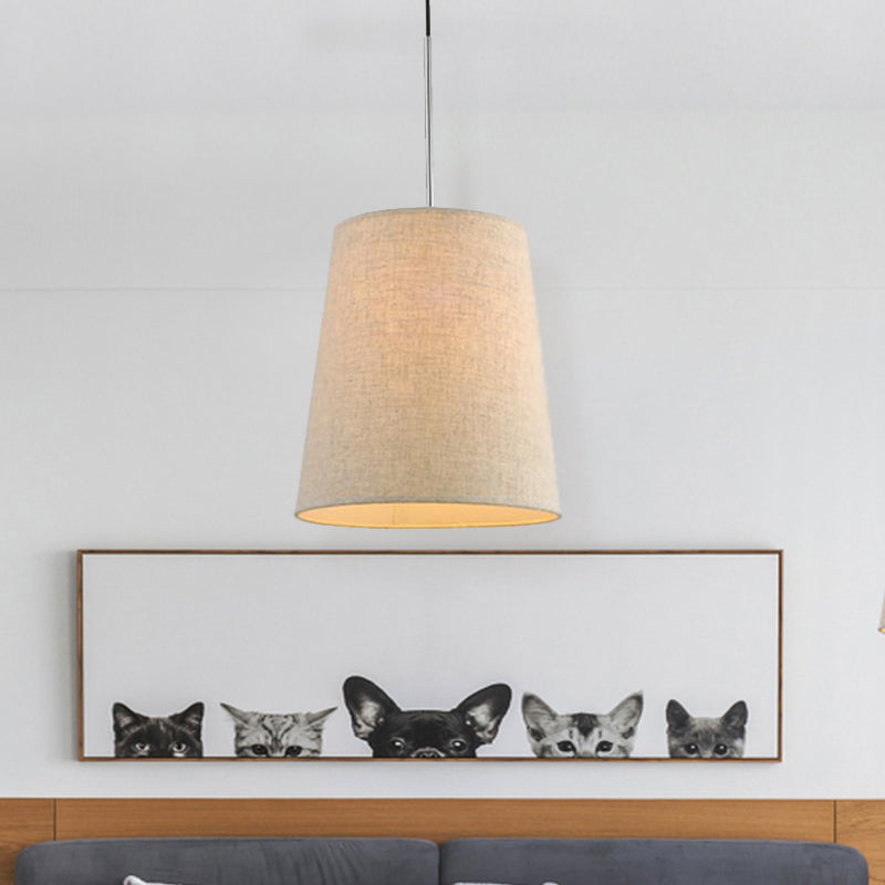 Modern Fabric Cylinder Pendant Light - Black/White/Flaxen 8/11 Wide Flaxen / 8