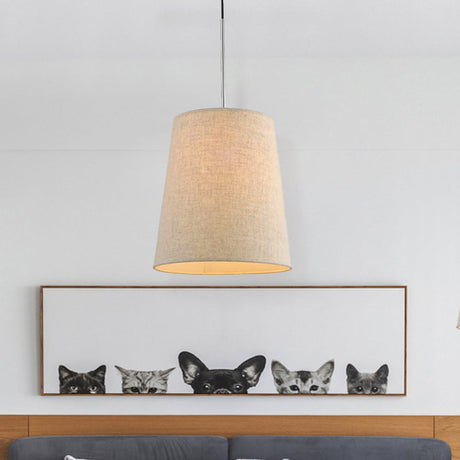 Modern Fabric Cylinder Pendant Light - Black/White/Flaxen 8/11 Wide Flaxen / 8