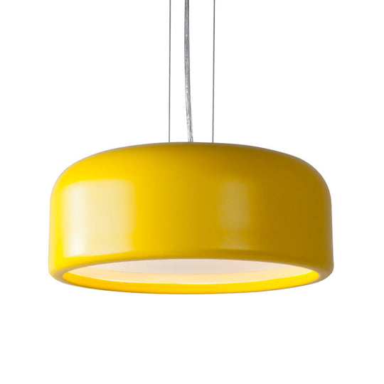 Modernist Metal Drum Pendant In Pink/Blue/Green - 1 Light Bedroom Hanging Kit 14/19/23.5 Wide