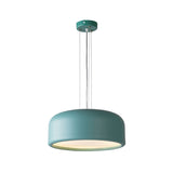 Modernist Metal Drum Pendant In Pink/Blue/Green - 1 Light Bedroom Hanging Kit 14/19/23.5 Wide
