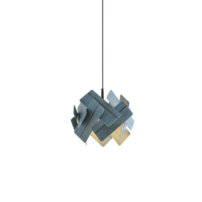 Modern Nordic Style Flower Pendant Lamp With Red/Blue/Light Wood Finish - 1 Light Hanging Ceiling
