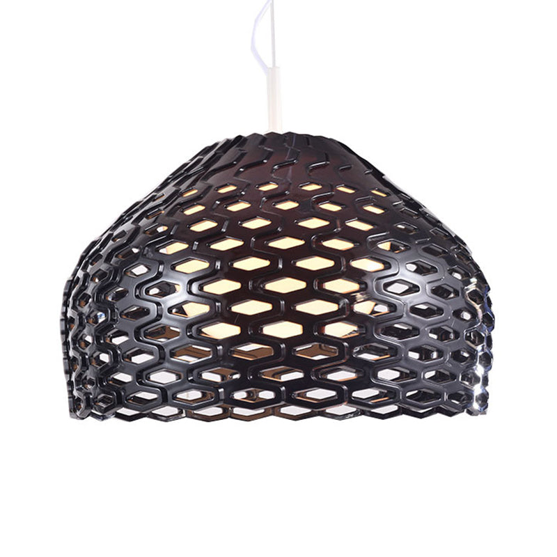 Contemporary Dome Pendant Light: Resin 1-Light White/Black Hanging Lamp For Dining Room