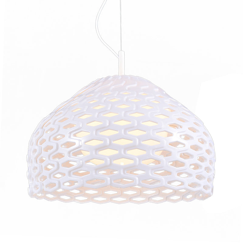 Contemporary Dome Pendant Light: Resin 1-Light White/Black Hanging Lamp For Dining Room