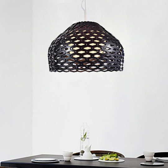 Contemporary Dome Pendant Light: Resin 1-Light White/Black Hanging Lamp For Dining Room Black