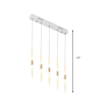 Modernist Acrylic Flute Pendant Light With Cluster Design - 5/6 Lights White Finish Ceiling Hanging