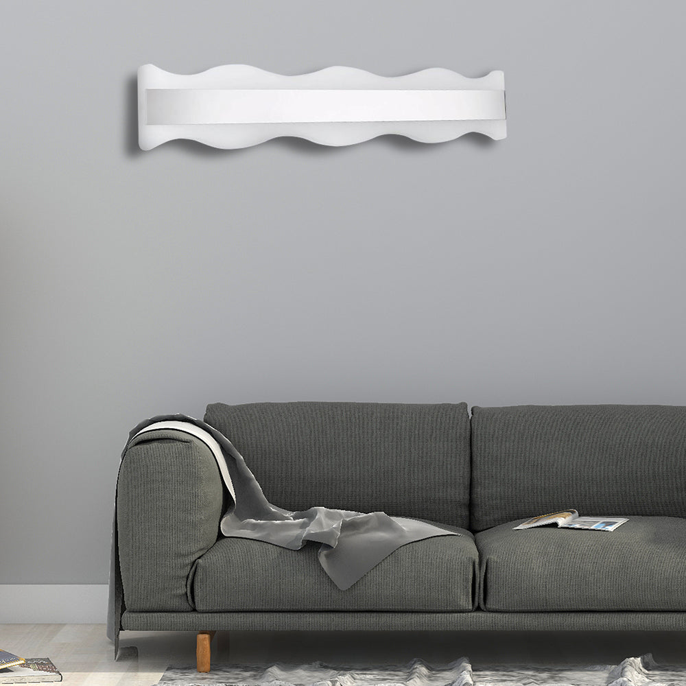 Modern Acrylic Wave Vanity Lighting - Led 16/20 Wide White Sconce Light Fixture White/Warm / 16