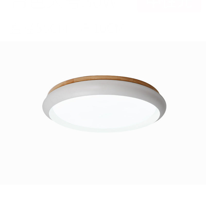 18’/21.5’ Dia Led Flush Mount Drum Lamp In Macaron Wood White/Pink/Green - White/Warm/Natural Light