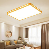 Minimalist Wood Beige Led Flush Mount Lamp For Bedroom - 25.5/37.5 Wide Rectangle Ceiling Light