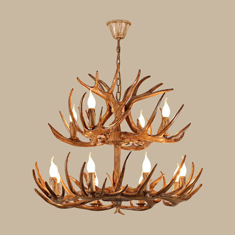 Rustic Antler Shape Resin Chandelier Pendant Light Fixture - Brown’