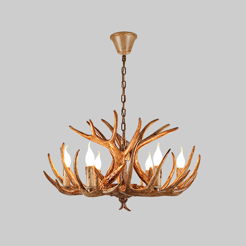 Rustic Antler Shape Resin Chandelier Pendant Light Fixture - Brown’