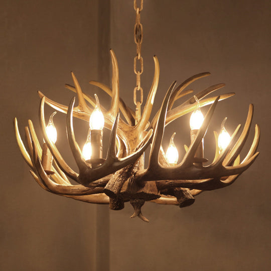 Antler-Shaped Pendant Light: Vintage Resin Chandelier For Restaurant