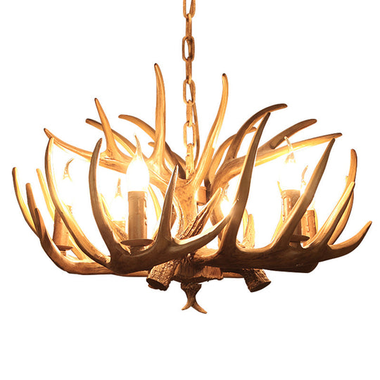 Antler-Shaped Pendant Light: Vintage Resin Chandelier For Restaurant