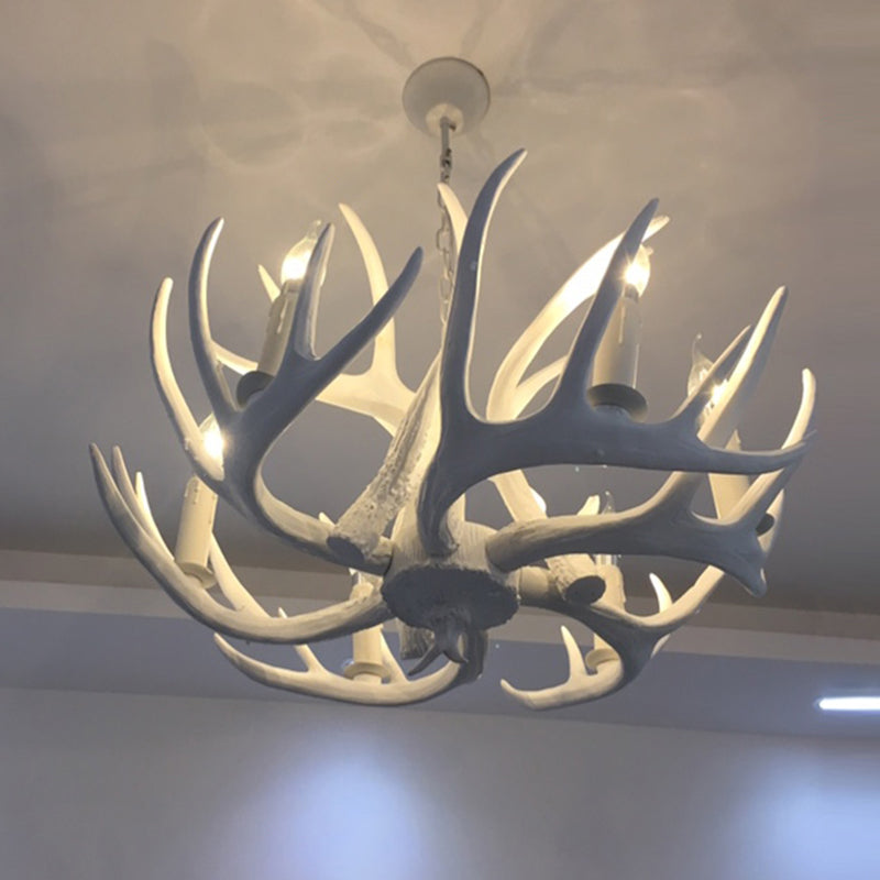 Antler-Shaped Pendant Light: Vintage Resin Chandelier For Restaurant 6 / White