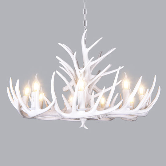 Antler-Shaped Pendant Light: Vintage Resin Chandelier For Restaurant 15 / White