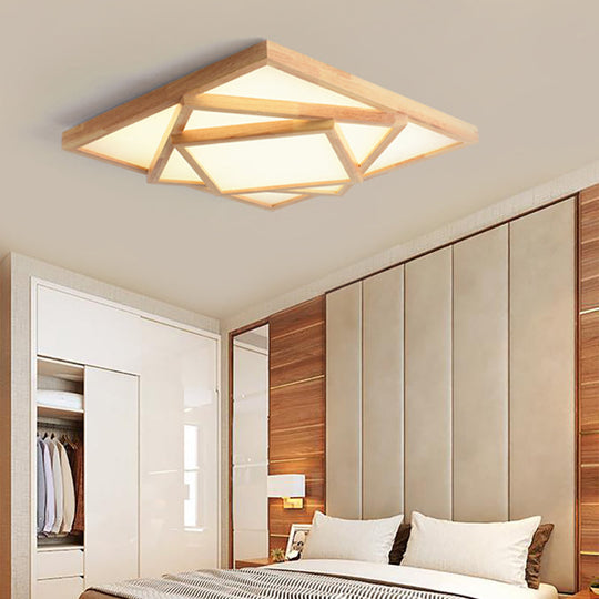 19’/25’/31.5’ Wide Minimalist Wood Beige Led Ceiling Light In White/Warm/Natural - Flush