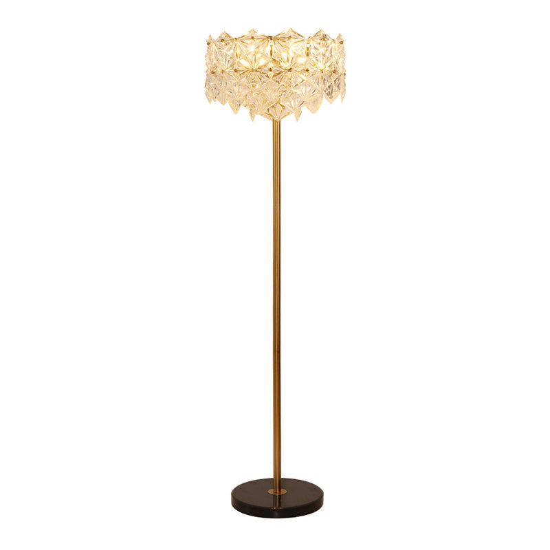 Contemporary Snowflake Crystal Floor Lamp - 6 Gold Heads Perfect For Living Room