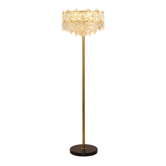 Contemporary Snowflake Crystal Floor Lamp - 6 Gold Heads Perfect For Living Room