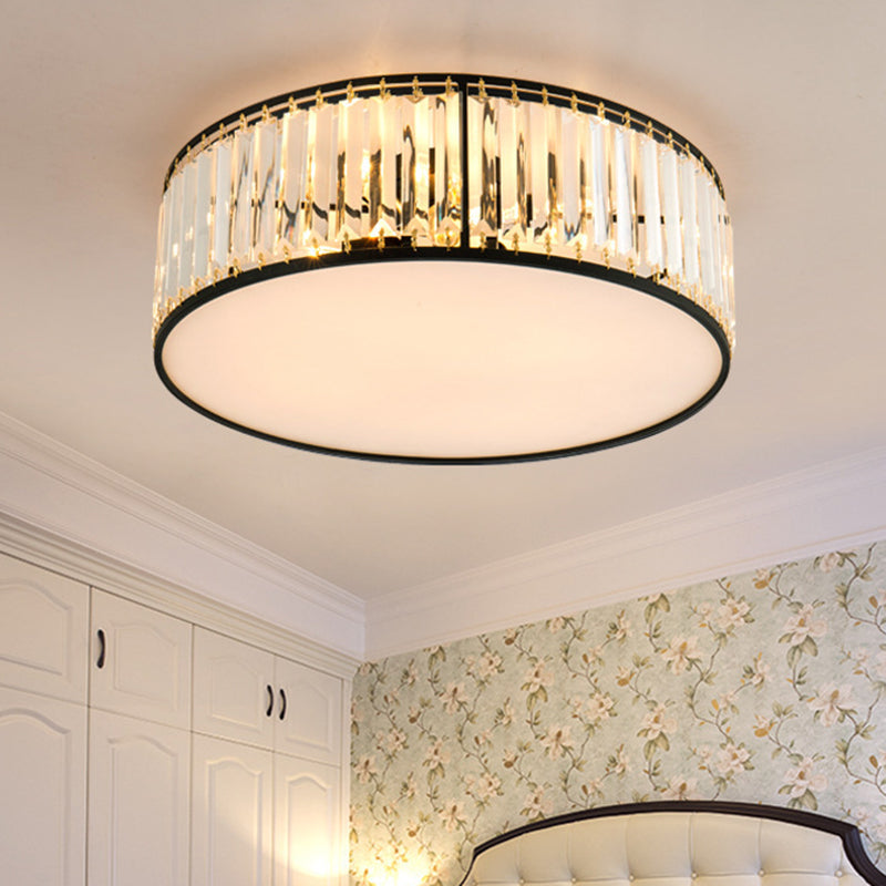 Modern Crystal Round Flush Mount Ceiling Light For Living Rooms Black / 15.5