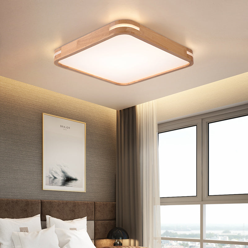Modern Wood Beige Led Flush Mount Ceiling Light In White/Warm/Natural | Multiple Width Options