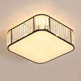 Modern Tri-Prism Crystal Square Flush Ceiling Light Stylish Living Room Lighting Fixture