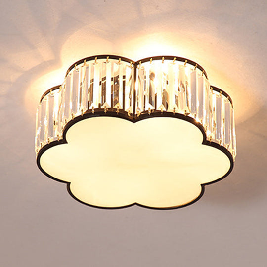 Clear Crystal Floral Flush Mount Ceiling Light For Living Room