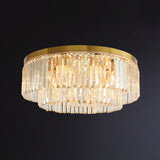 Minimalist Gold Crystal Flush Mount Lighting Fixture For Living Room / 23.5