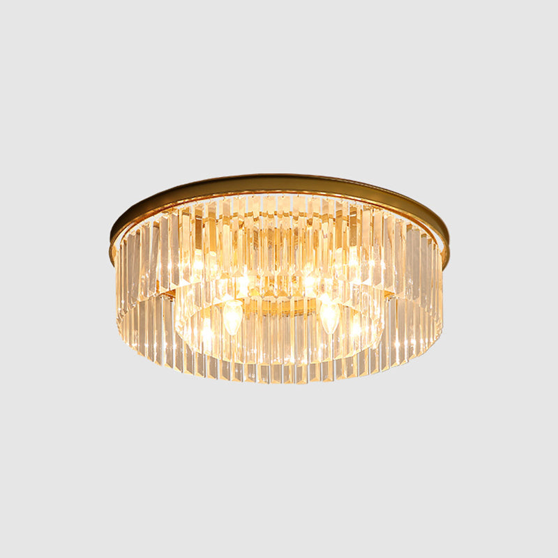 Modern Prismatic Crystal Flush Mount Ceiling Light For Living Room 12 / Gold