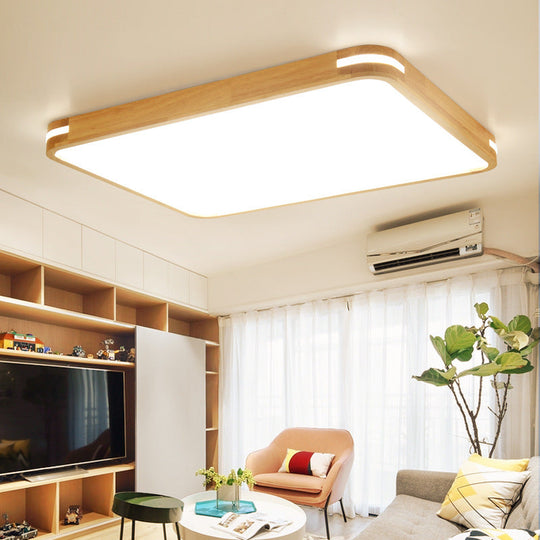 Contemporary Wood Led Flush Mount Lamp (23.5/31.5/37.5) - White/Warm/Natural Light Acrylic Diffuser