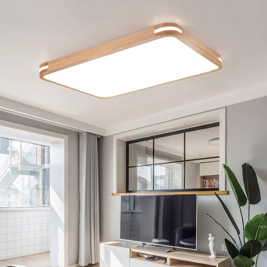 Contemporary Wood Led Flush Mount Lamp (23.5/31.5/37.5) - White/Warm/Natural Light Acrylic Diffuser