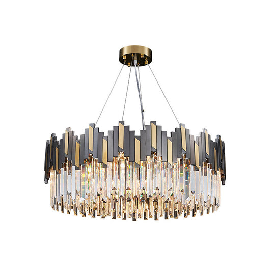 Gold-Black Crystal Chandelier Pendant Light For Living Room - Elegant Simplicity