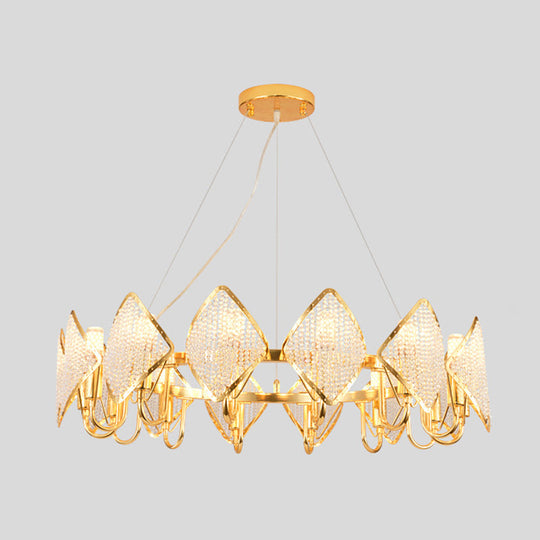 Postmodern Metal Chandelier With Rhombus Crystal Shade For Living Room Ceiling Lighting Gold / 1